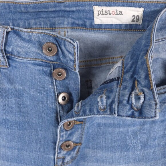 Pistola Exposed Button Fly Raw Hem High Rise Jeans Skinny P6777JFK-PAL Size 29 - Picture 10 of 13